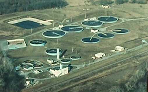 Aerial photo of the wastewater treatment plant