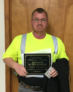 Marshall Municipal Utilities Announces Employee of the Quarter