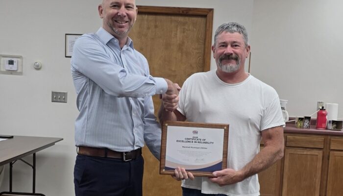 Marshall Municipal Utilities Recognized for Reliable Electric Service to the Community
